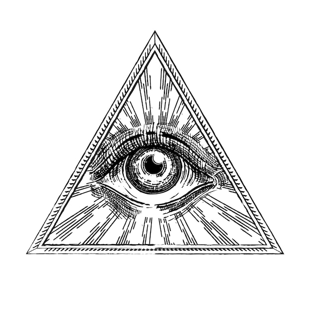 무료 벡터 손으로 그린 illuminati 그림