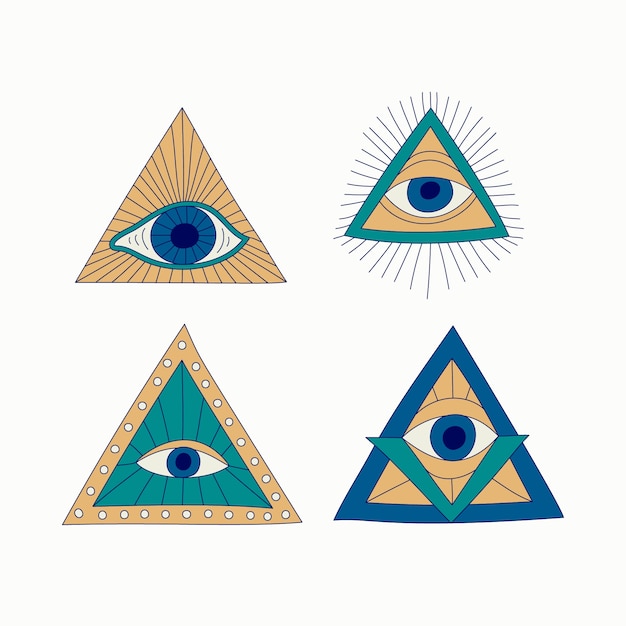 무료 벡터 손으로 그린 illuminati 그림