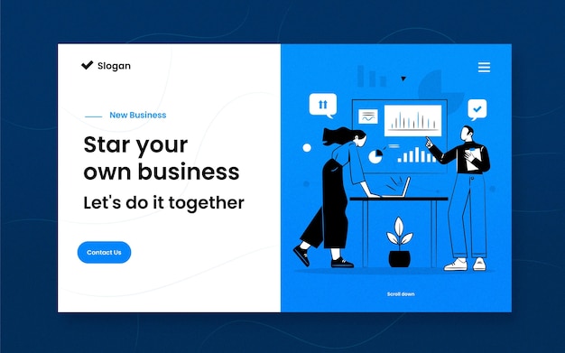 Hand drawn illustrated business landing page template