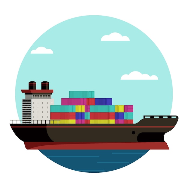 Free vector hand drawn illustrated container ship