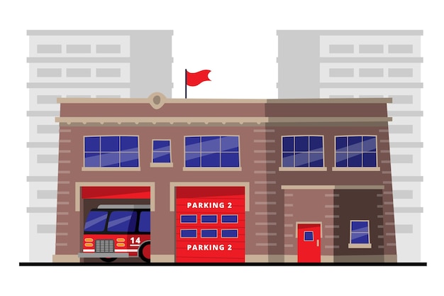 Free vector hand drawn illustrated fire station