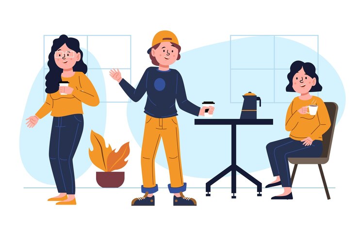 Free Vector hand drawn illustrated people holding hot drinks