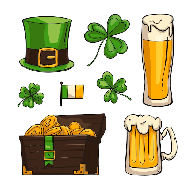 Hand drawn illustrated st. patrick's day elements