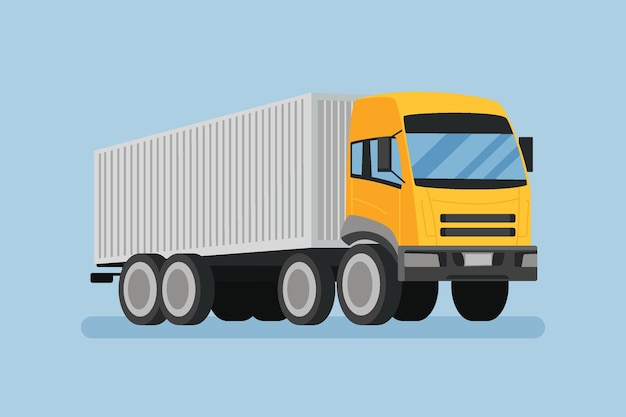 Hand drawn illustrated transport truck delivery