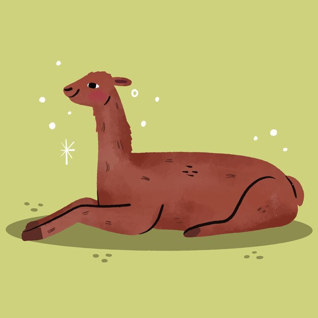 Hand drawn illustration of an alpaca