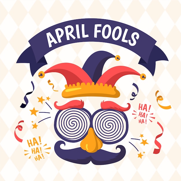 Free vector hand drawn illustration for april fool's day with funny mask