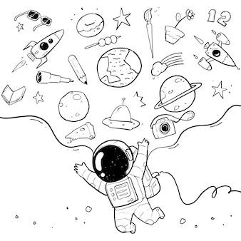 Premium Vector Hand Drawn Illustration Of Astronaut