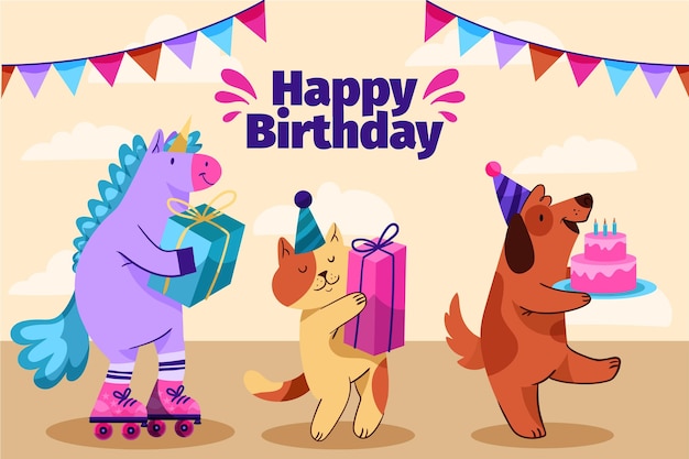 Free vector hand drawn illustration birthday background