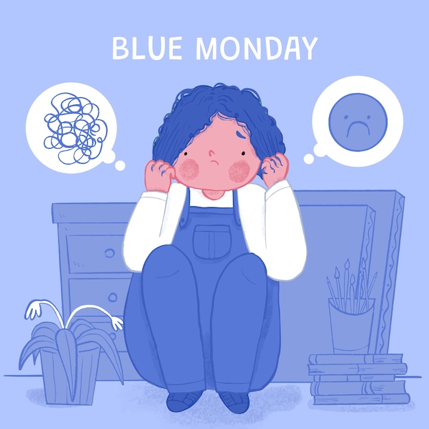 Vettore gratuito illustrazione disegnata a mano per blue monday