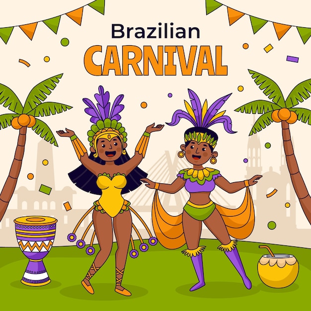 Ручная иллюстрация бразильского карнавала