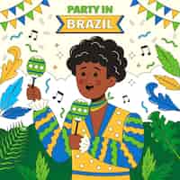 Free vector hand drawn illustration for brazilian carnival celebration
