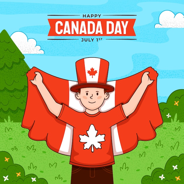 Vettore gratuito illustrazione disegnata a mano per la celebrazione del giorno del canada