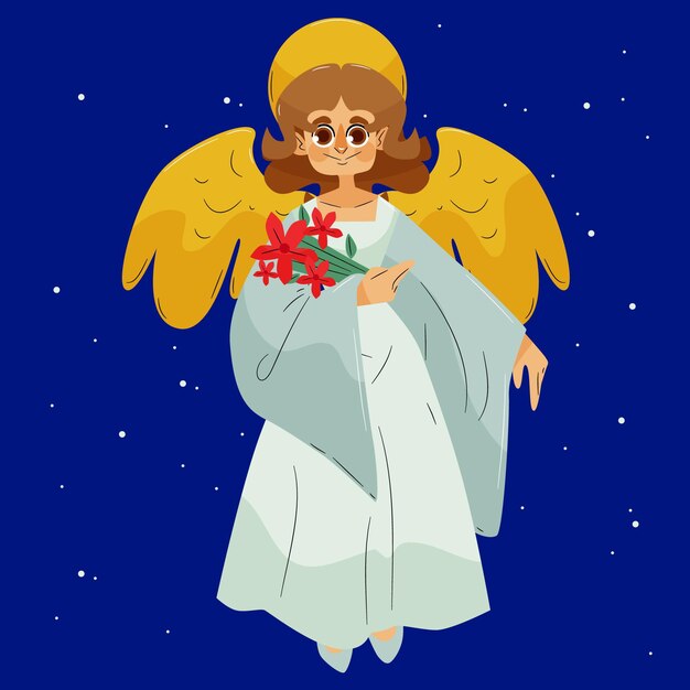 Hand drawn illustration christmas angel