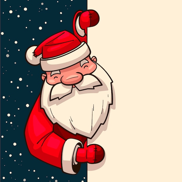Hand drawn illustration of christmas character holding blank banner