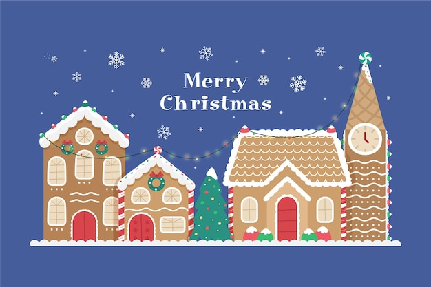 Free vector hand drawn illustration christmas town