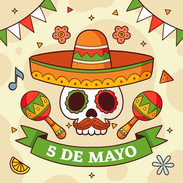 cinco de mayo 축하를 위해 손으로 그린 그림