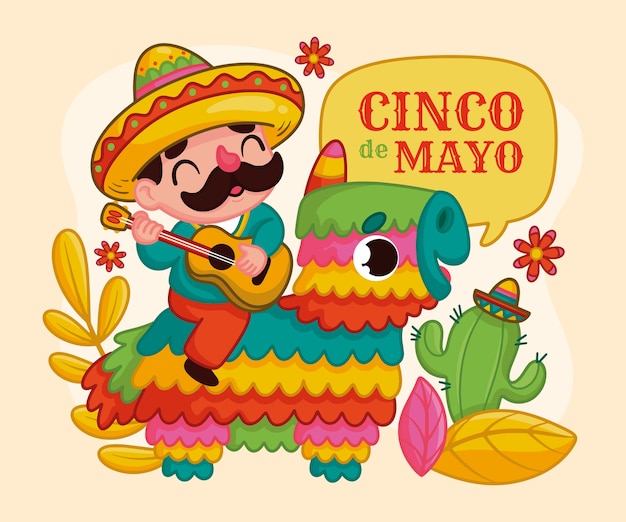 Illustrazione disegnata a mano per la celebrazione del cinco de mayo