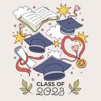 Free vector hand drawn illustration for class of 2023 graduation