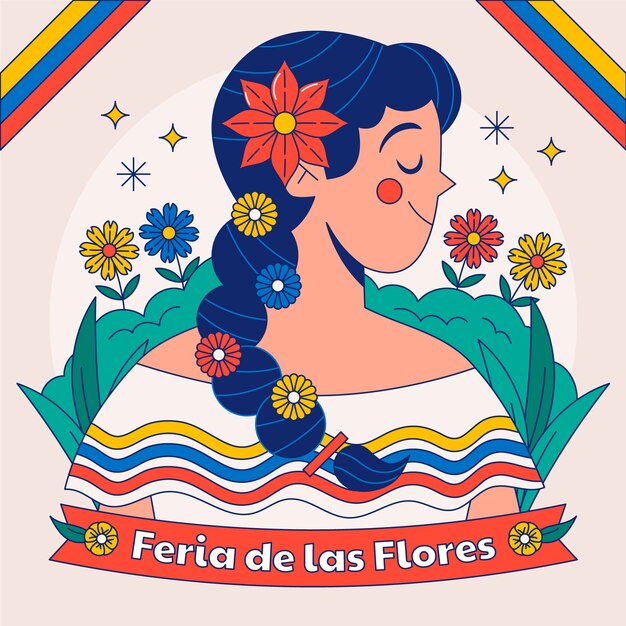 Ручная иллюстрация к празднованию колумбийской feria de las flores