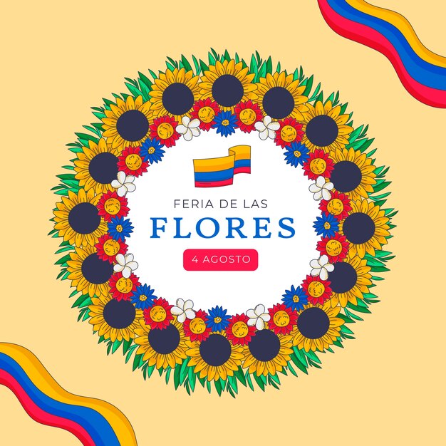 Hand drawn illustration for colombian feria de las flowers celebration