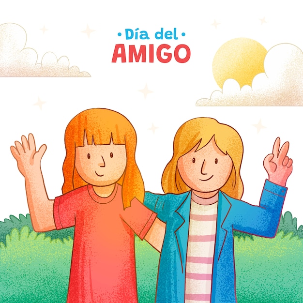 Hand drawn illustration for dia del amigo celebration