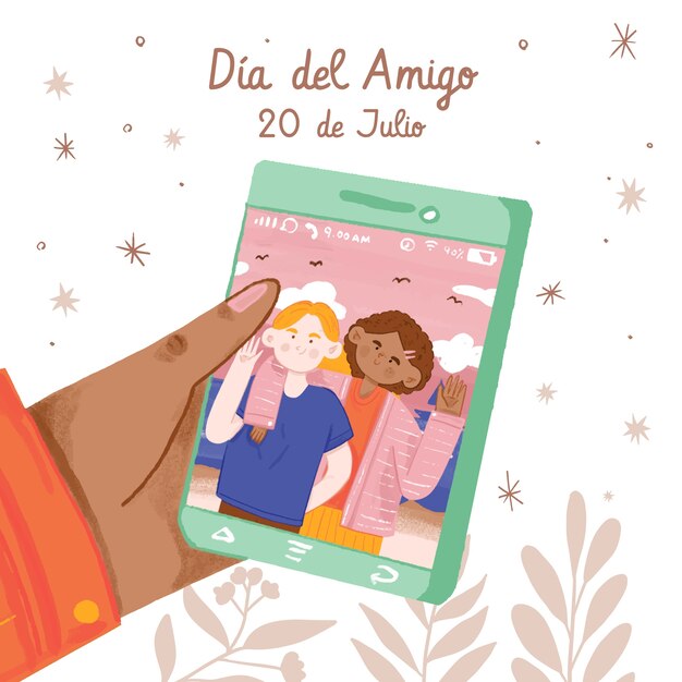 Нарисованная рукой иллюстрация для празднования dia del amigo