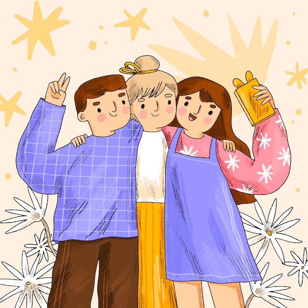 Free Vector hand drawn illustration for dia del amigo celebration