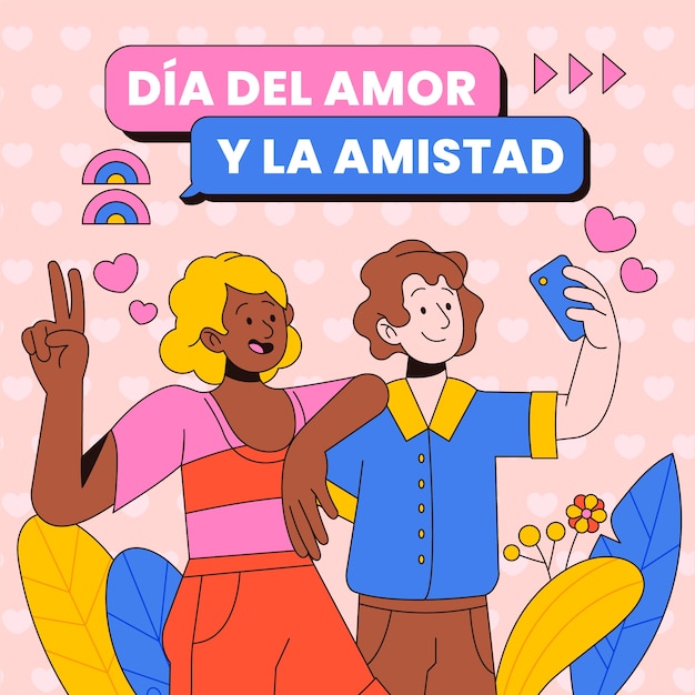 Нарисованная рукой иллюстрация для празднования dia del amor y la amistad