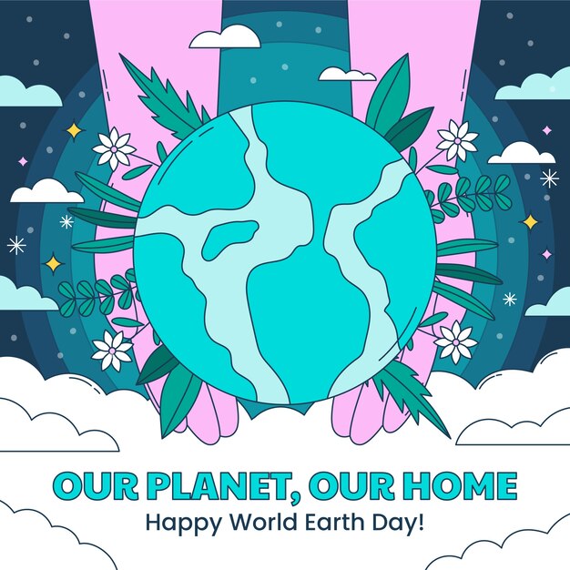 Hand drawn illustration for earth day celebration