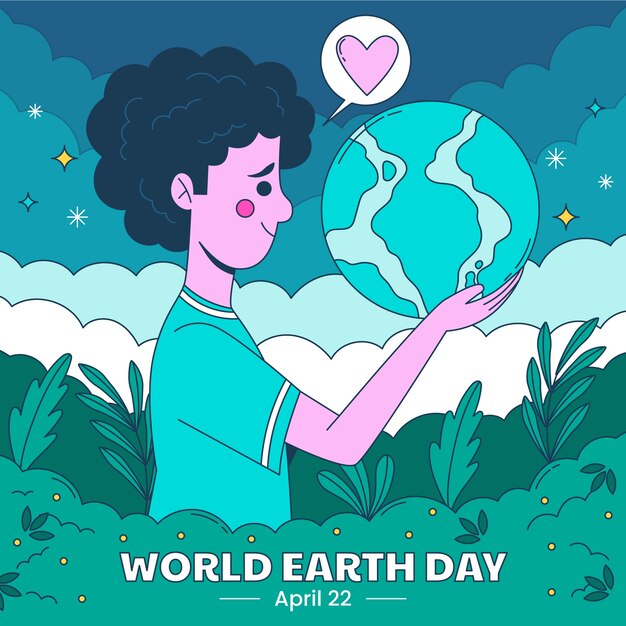 地球の日を祝うために手で描かれたイラスト