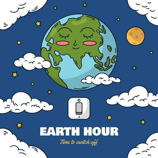 Free Vector hand drawn illustration for earth hour