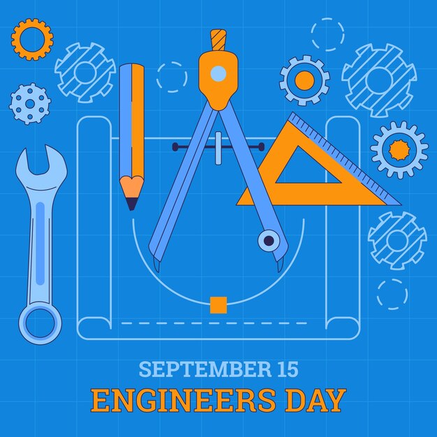 Hand drawn illustration for engineers day celebration