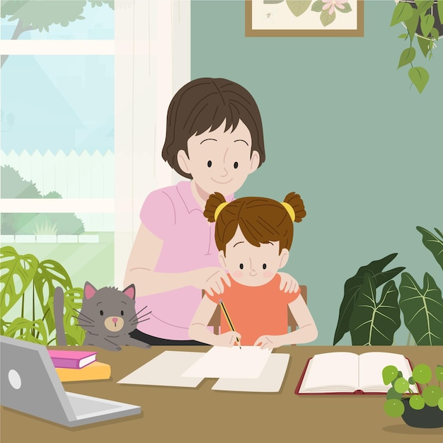 Free vector hand drawn illustration family scenes