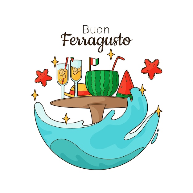 Vettore gratuito illustrazione disegnata a mano per la celebrazione di ferragosto