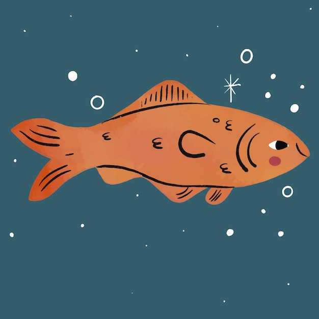 Hand drawn illustration of a fish
