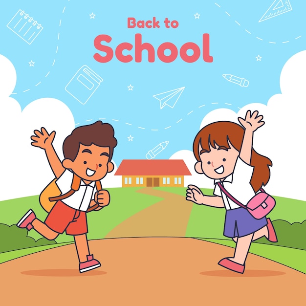 Бесплатное векторное изображение Нарисованная рукой иллюстрация для обратно в школу