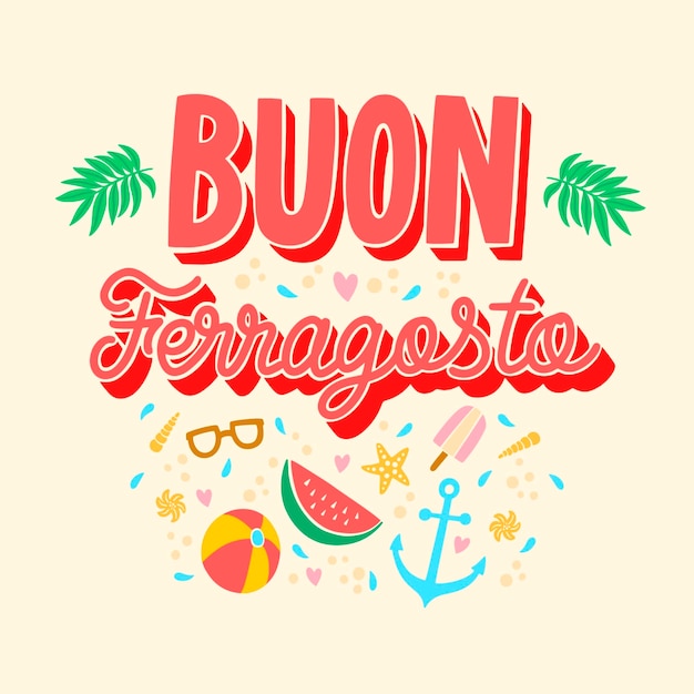 이탈리아 ferragosto 여름 축하를 위해 손으로 그린 그림