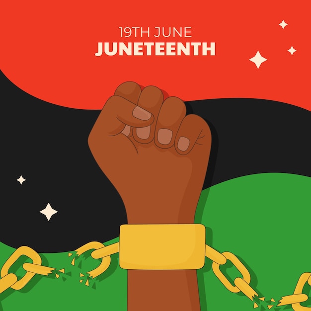 무료 벡터 juneteenth 축 하에 대 한 손으로 그린 그림