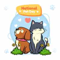 Бесплатное векторное изображение Иллюстрация, нарисованная вручную для национального дня домашних животных