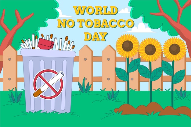 Бесплатное векторное изображение Нарисованная вручную иллюстрация для информирования о дне без табака