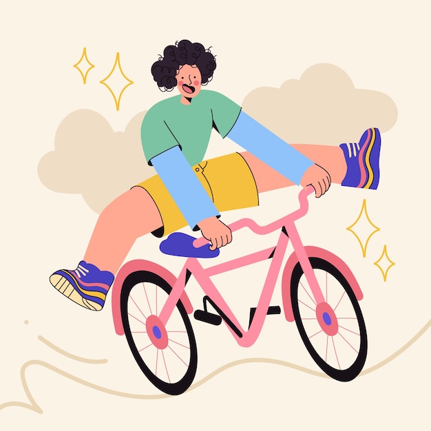 Бесплатное векторное изображение Нарисованная рукой иллюстрация для празднования всемирного дня велосипеда
