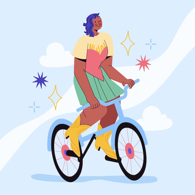 Нарисованная рукой иллюстрация для празднования всемирного дня велосипеда