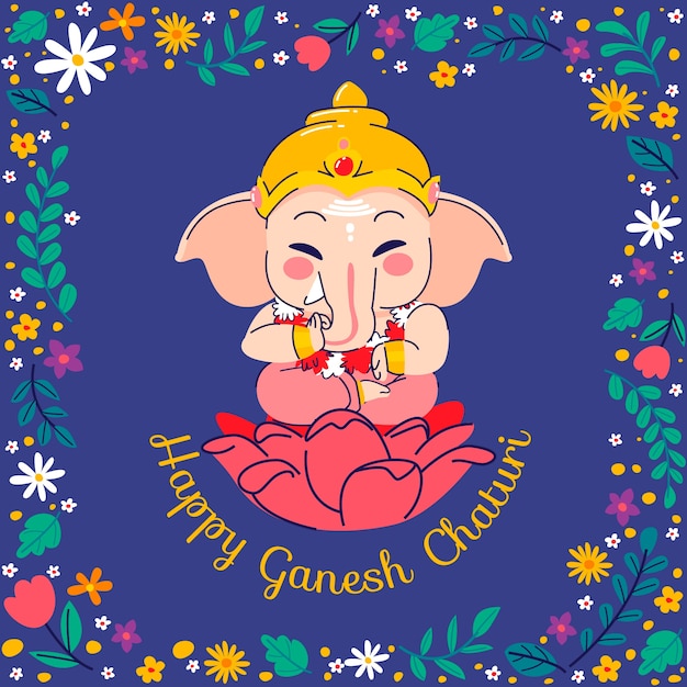 Hand drawn illustration for ganesh chaturthi celebration