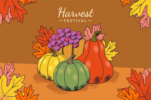 Free vector hand drawn illustration for harvest festival celebration with vegetables