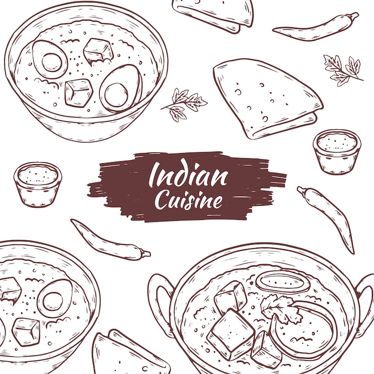Free Vector hand drawn illustration indian cuisine