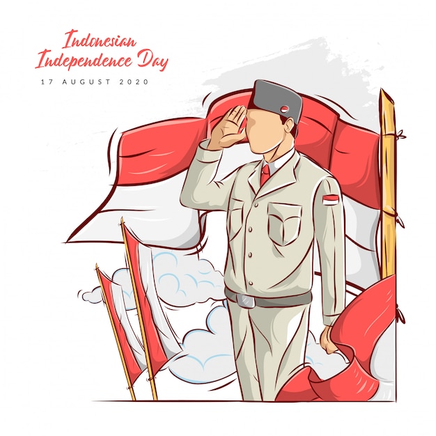 Hand Drawn Illustration of Indonesian Independence Day