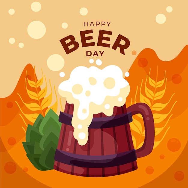 Free vector hand drawn illustration for international beer day celebration