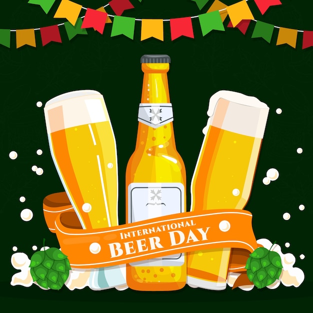 Нарисованная рукой иллюстрация для празднования международного дня пива