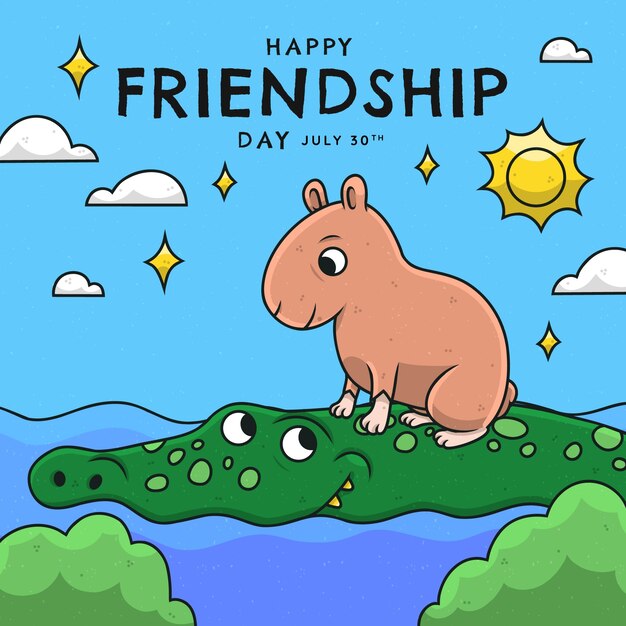 Hand drawn illustration for international friendship day celebration