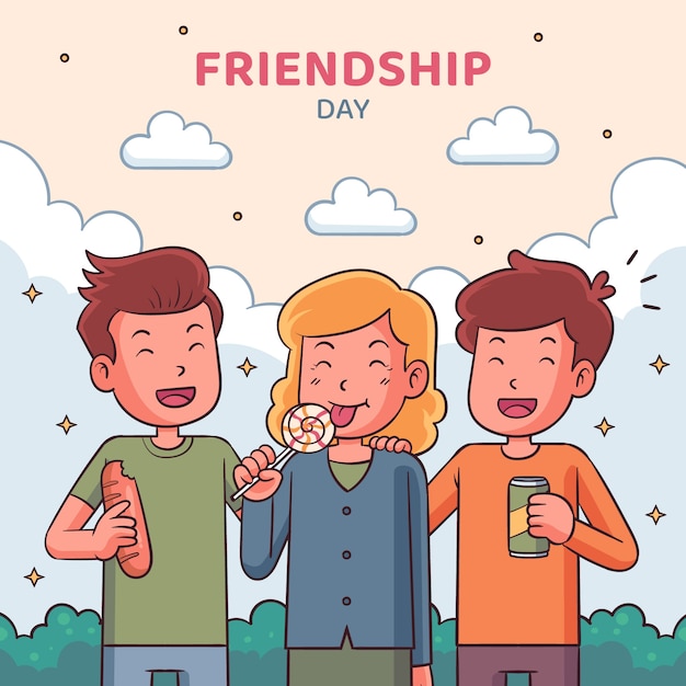 Free vector hand drawn illustration for international friendship day celebration